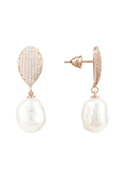 Baroque Pearl Classic Drop Earrings Rosegold