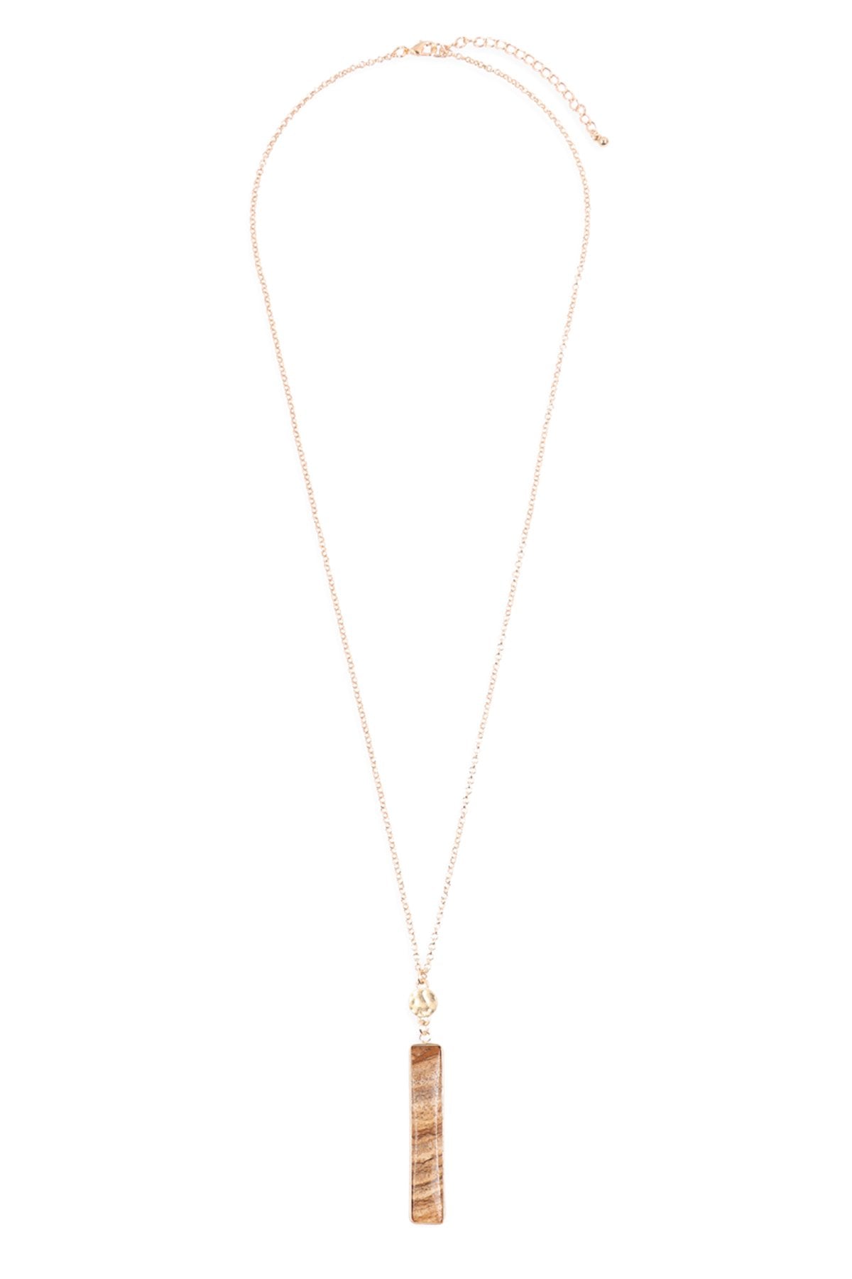 Hdn3116 - Bar Natural Stone Pendant Chain Necklace