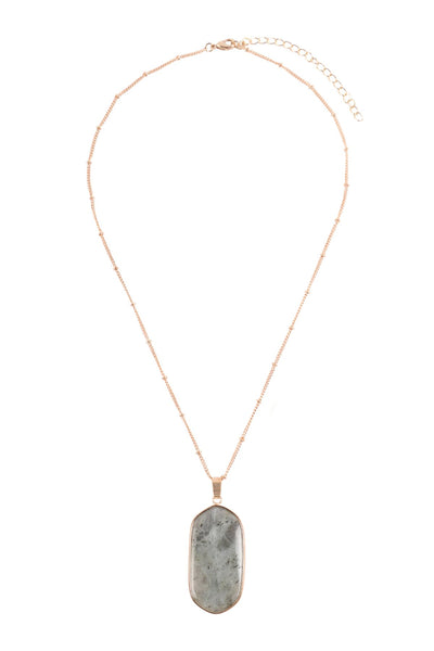 Hdn3184 - Stone Pendant Charm Necklace