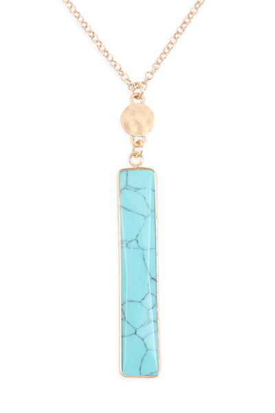 Hdn3116 - Bar Natural Stone Pendant Chain Necklace