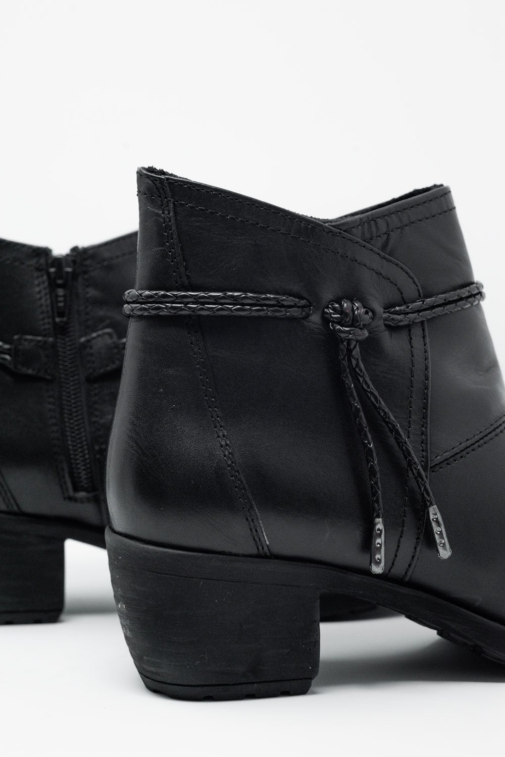Black Blocked Mid Heeled Ankle Boots