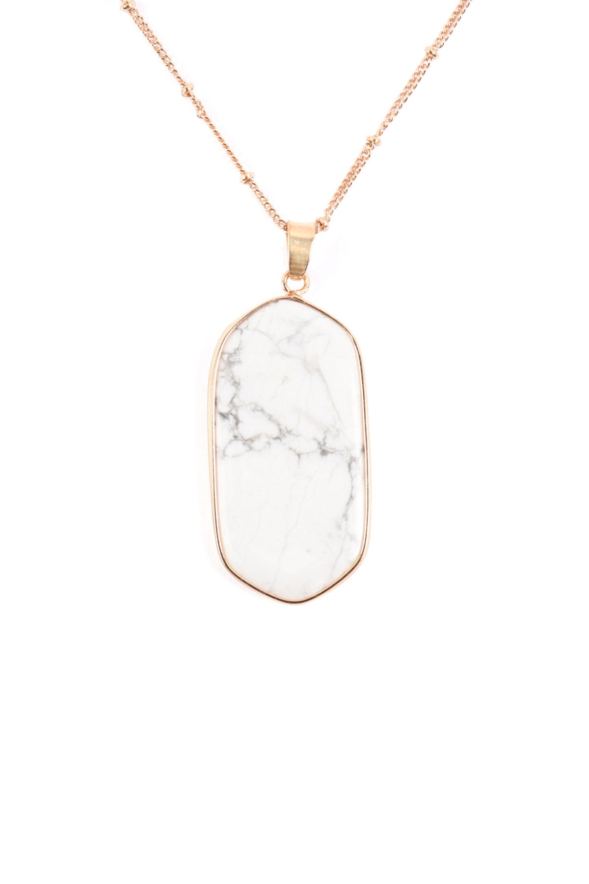 Hdn3184 - Stone Pendant Charm Necklace