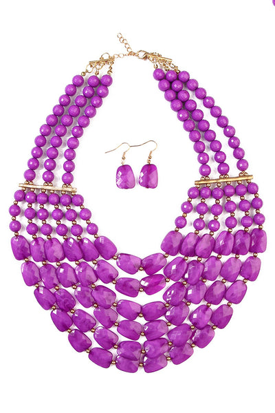 Beaded Statement Necklace Set