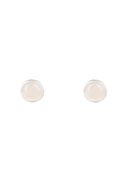 Petite Gemstone Earrings Silver Rose Quartz