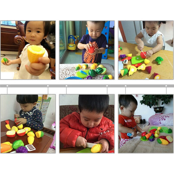 1Set Children Play House Toy Cut Fruit Plastic Vegetables  Educational Toys