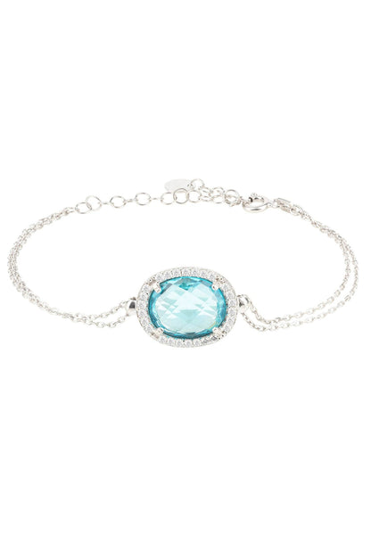 Beatrice Oval Gemstone Bracelet Silver Blue Topaz Hydro