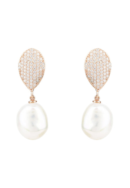 Baroque Pearl Classic Drop Earrings Rosegold