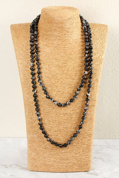 60 Inches Marble Beads Long Necklace