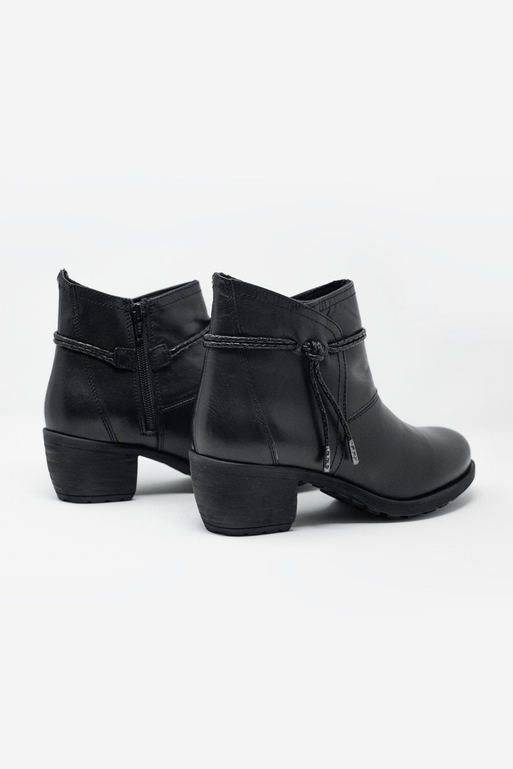 Black Blocked Mid Heeled Ankle Boots