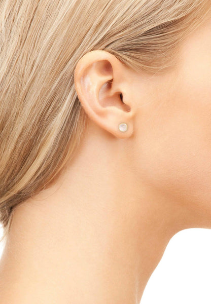 Petite Gemstone Earrings Silver Rose Quartz