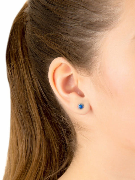 Petite Gemstone Silver Earrings Lapis Lazuli